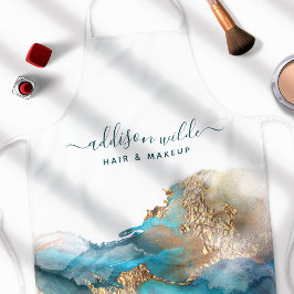 Blau und Gold Moderne Kunst Flüssige Aquarellfarbe Schürze