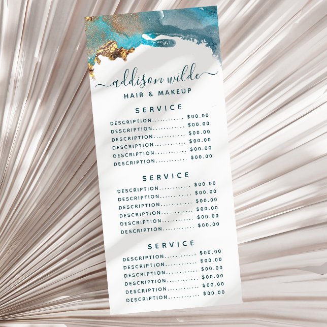 Blau und Gold Moderne Kunst Flüssige Aquarellfarbe Werbekarte (Von Creator hochgeladen)