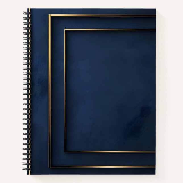 BLAU UND GOLD MODERNES KARIERTES MUSTER NOTIZBUCH (Vorderseite)