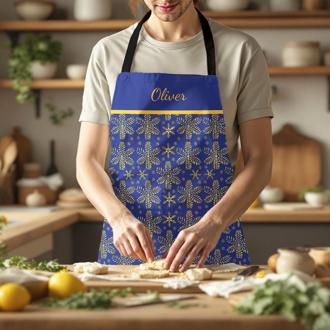 Blau und Gold Personalisiert Schürze (Von Creator hochgeladen)