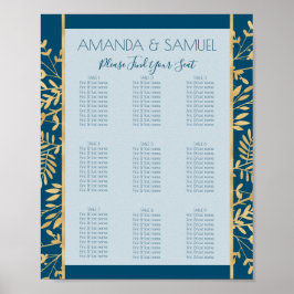 Blau und Gold Rahmen modern Poster