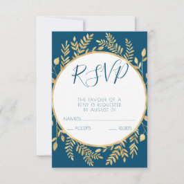 Blau und Gold Rahmen modern RSVP Karte