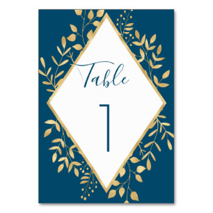 Blau und Gold Rahmen Modern Tischnummer