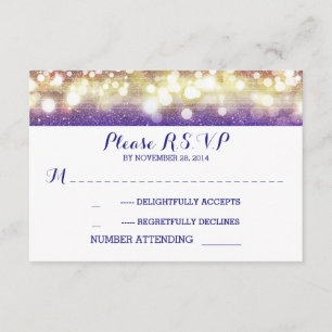 Blau und Gold reihen Licht-Glitter-Hochzeit UAWG RSVP Karte