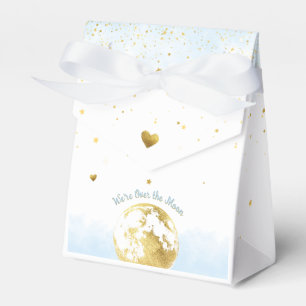 Blau und Gold über dem Mond Babydusche Geschenkschachtel