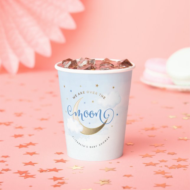 Blau und Gold über dem Mond Pappbecher (Insitu)