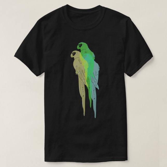 Blau und Gold und grüne Maca T-Shirt (Design vorne)