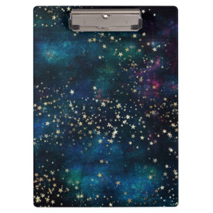 Blau und Gold unter dem Stern-nächtlichen Himmel Klemmbrett