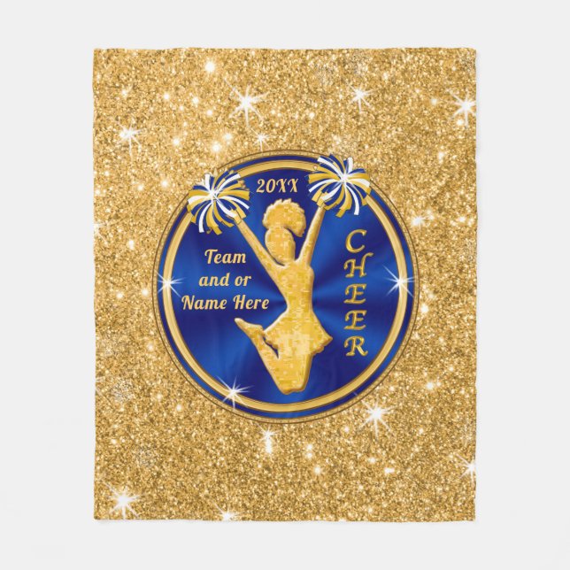 Blau-und Goldältere Beifall-Geschenke, Ihr TEXT, Fleecedecke (Vorderseite)