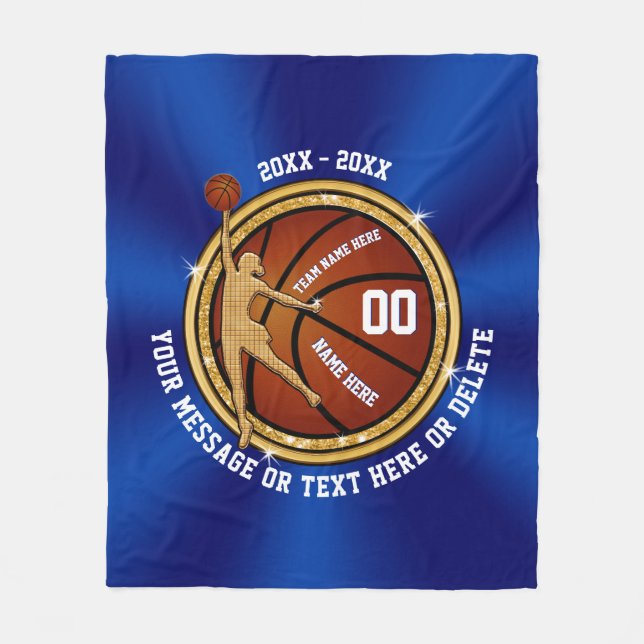 Blau-und Goldältere Nachtbasketball-Geschenk-Ideen Fleecedecke (Vorderseite)