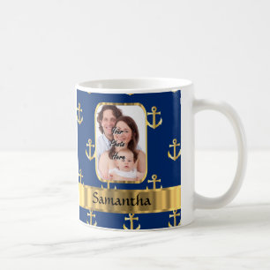 Blau- und Goldanker gemustert Tasse