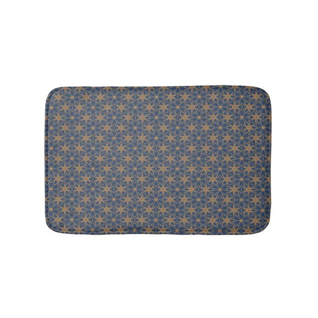 Blau- und Goldblätterdesign Badematte (Vorderseite)
