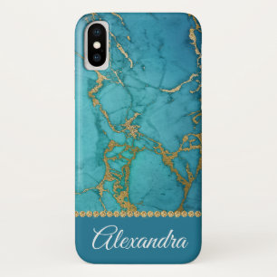 Blau und Goldelegantes Marmorierunggirly Case-Mate iPhone Hülle