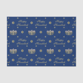 Blau und Golden Happy Hanukkah Seidenpapier