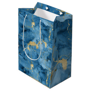 Blau und goldfarbener Marmor flüssiger Stil Mittlere Geschenktüte
