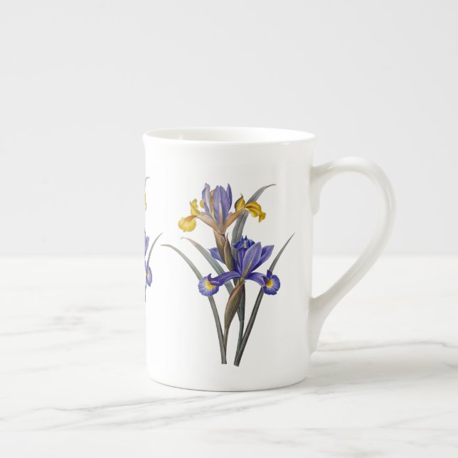 Blau und Goldiris Redoute Knochen-China-Tasse Prozellantasse (Rechts)