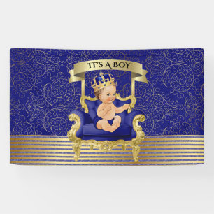 Blau-und Goldjungen-Babyparty-Fahne Banner