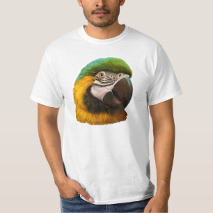 Blau und Goldrealistische Malerei macaw T-Shirt