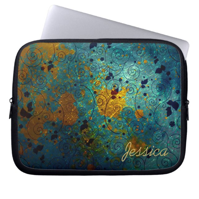 Blau-und Goldrebe Laptopschutzhülle (Vorderseite)