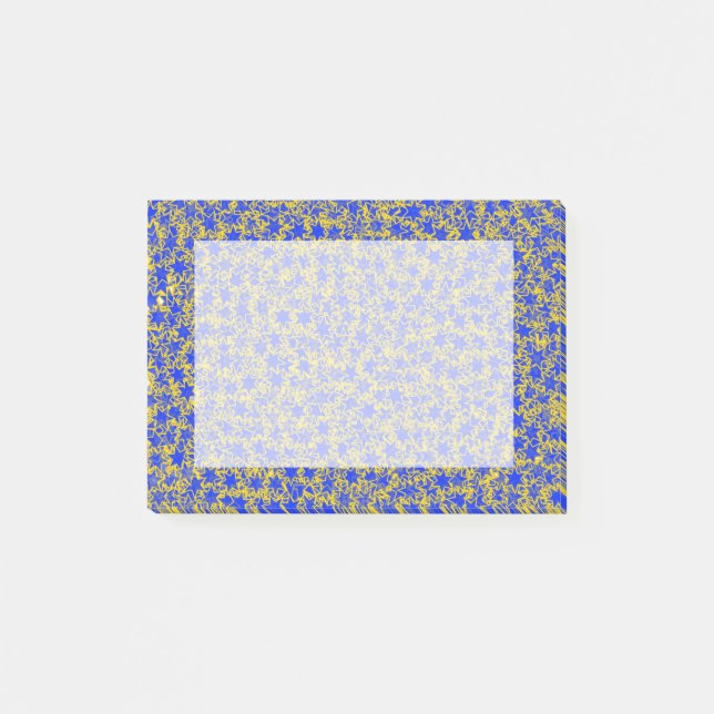 Blau-und Goldstern-Team-Geist-Sport-Farben Post-it Klebezettel (Vorderseite)