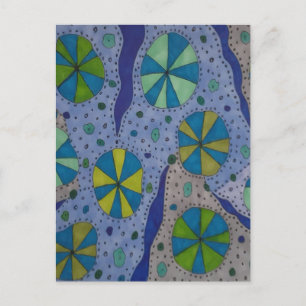 Blau und Grau Abstrakt Postkarte