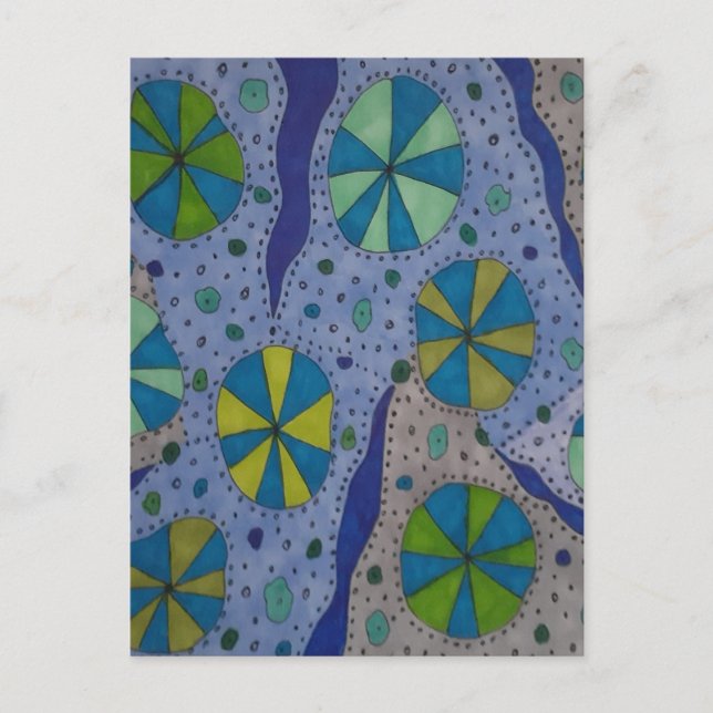 Blau und Grau Abstrakt Postkarte (Vorderseite)