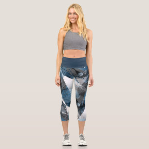 Blau und Grau. Abstraktion. Capri Leggings
