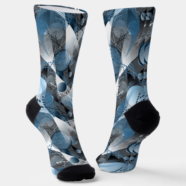 Blau und Grau. Abstraktion. Socken (Gewinkelt)