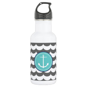 Blau und Grau Anchor mit Wellenmuster Edelstahlflasche