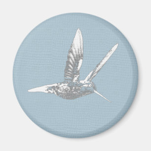 Blau und Grau Hummingbird Magnet