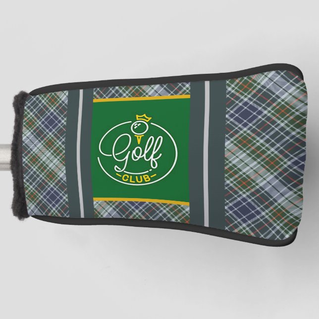 Blau und grau Karierter Golf Head Cover Golf Headcover (Vorderseite)