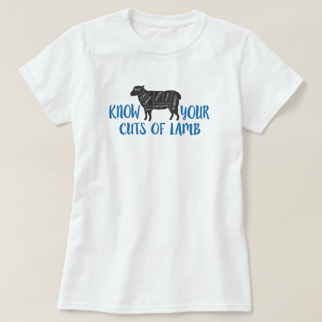 Blau und Grau Kennen Sie Ihr Lamm T-Shirt (Design vorne)