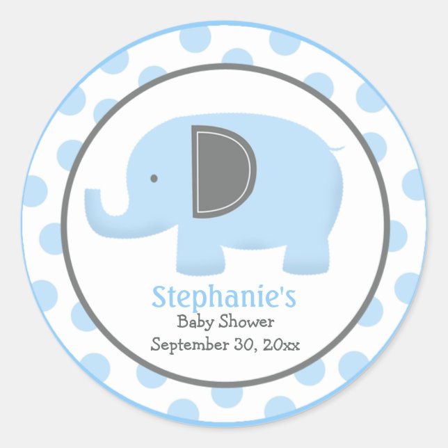 Blau und Grau Mod Elephant Round Sticker (Vorderseite)