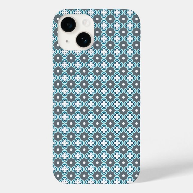 Blau und Grau Muster Case-Mate iPhone Hülle (Rückseite)