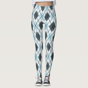 Blau und Grau Raute Print Leggings