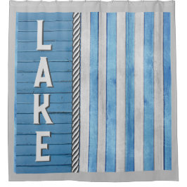 Blau und Grau zum Thema See Duschvorhang