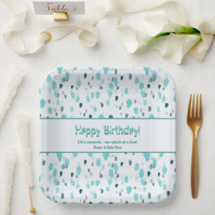 Blau- und Grautöne, Abstrakte Malpaint Splash Pappteller