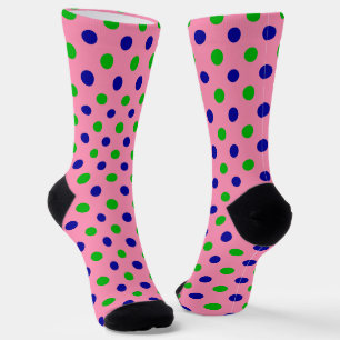 Blau und Grün auf rosa Punkten Muster Socken