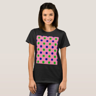 Blau und Grün auf rosa Punkten Muster T-Shirt