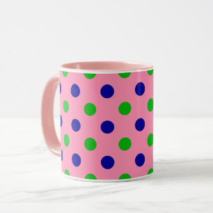 Blau und Grün auf rosa Punkten Muster Tasse