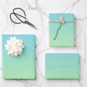 Blau und Grün Geschenkpapier Set