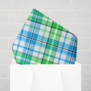 Blau und Grün Kariert Tartan Weiß Seidenpapier