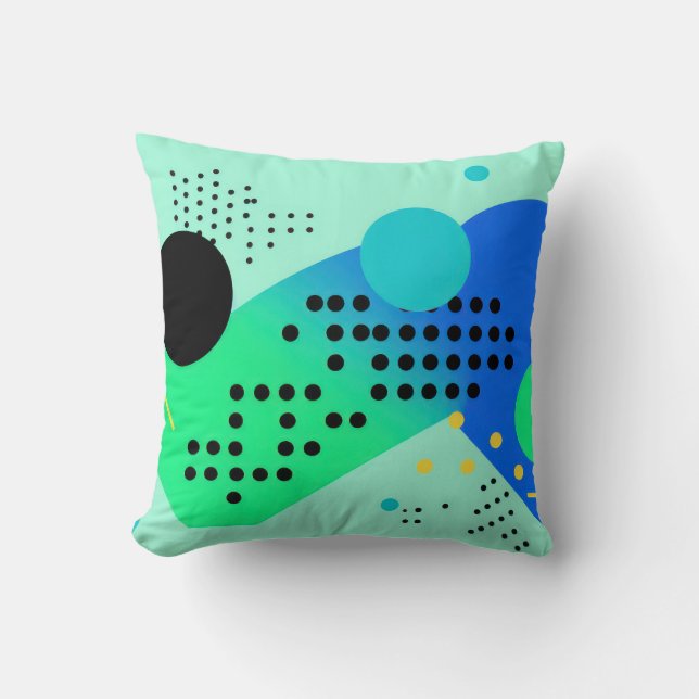 Blau und Grün mit Punkten Kissen (Vorderseite)
