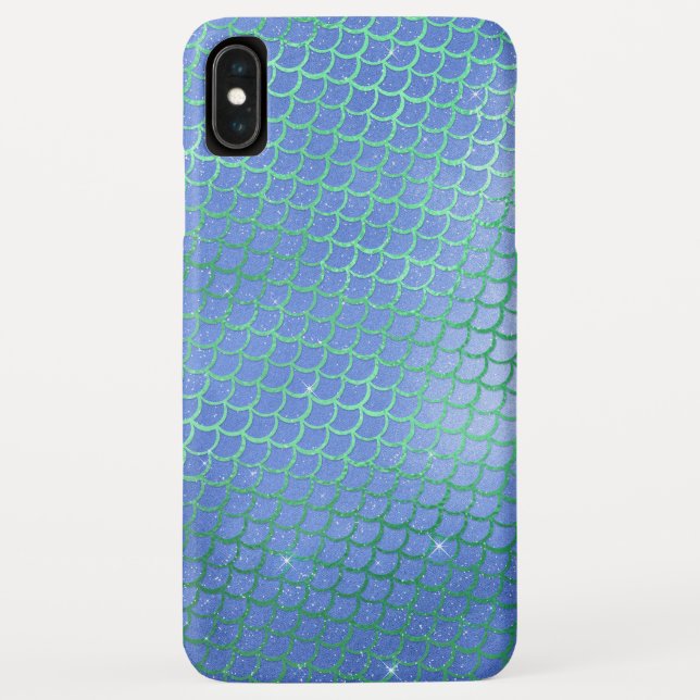 Blau und Grün-Sparkle-Mermaid-Skalenmuster Case-Mate iPhone Hülle (Rückseite)