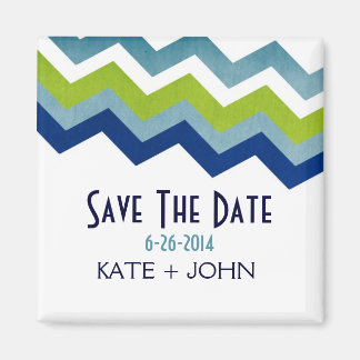 Blau und Grün Zig Zag Save the Date Magnet