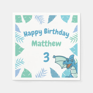 Blau und Grün zum Geburtstag Dinosaurier Dragon Serviette