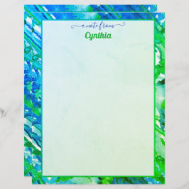 Blau- und grüne Abstrakte Wasserfarbe für Drucker Briefbogen