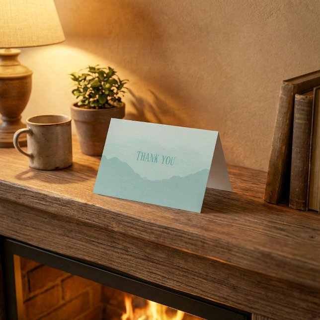 Blau und grüne Berge danke Karte (Blue and green mountains thank you card.)