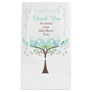 Blau und grüne florale Baby Shower Danksagung für Kleine Geschenktüte
