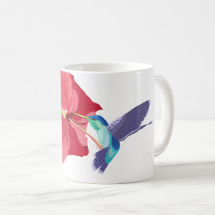 Blau- und Grüne Hummingvogel und Roter Hibiskus   Kaffeetasse